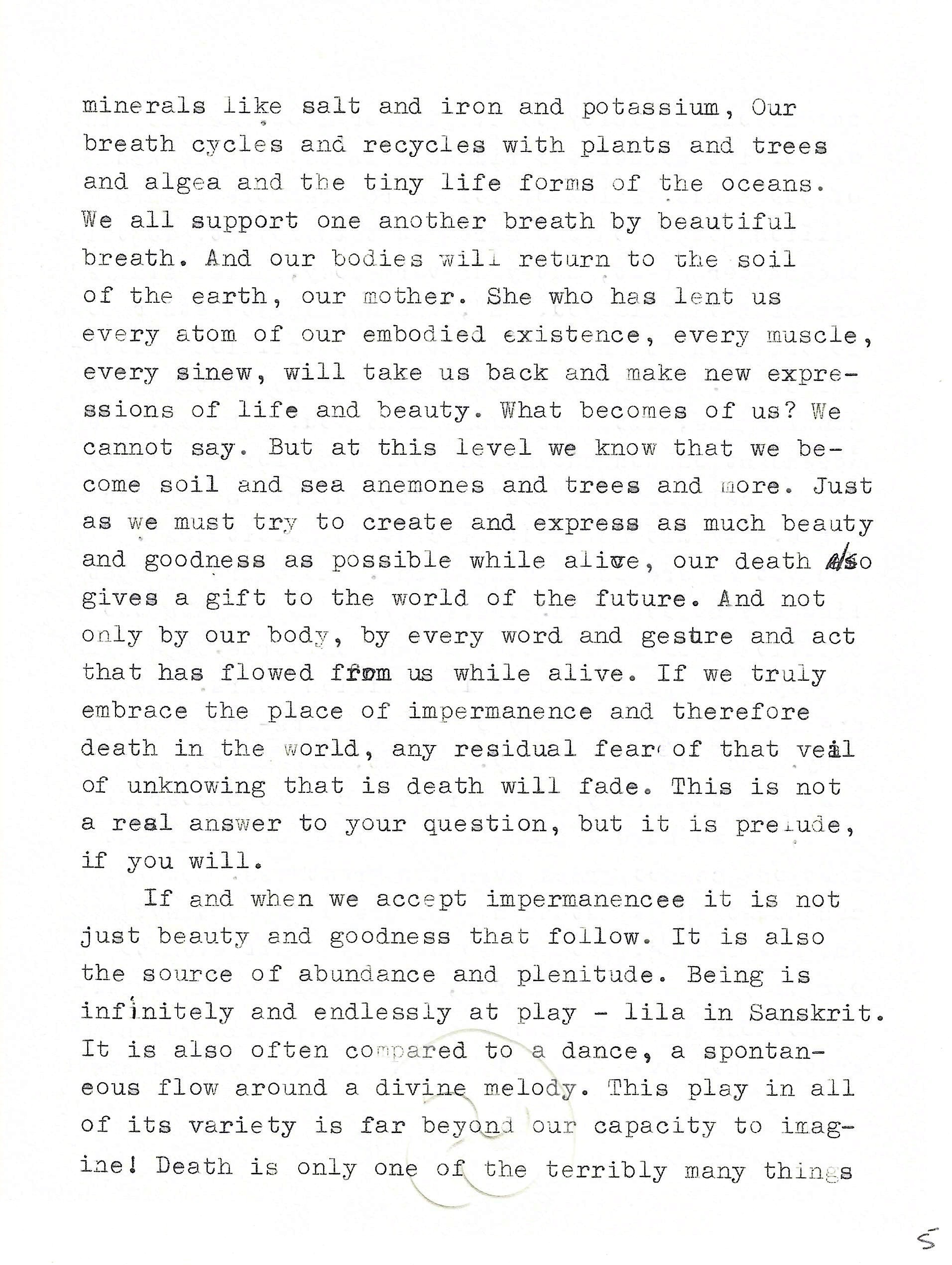 Reply from the Kalyanamitra, page 5 of 8 — Correspondence No. 1, So, What Is Death?