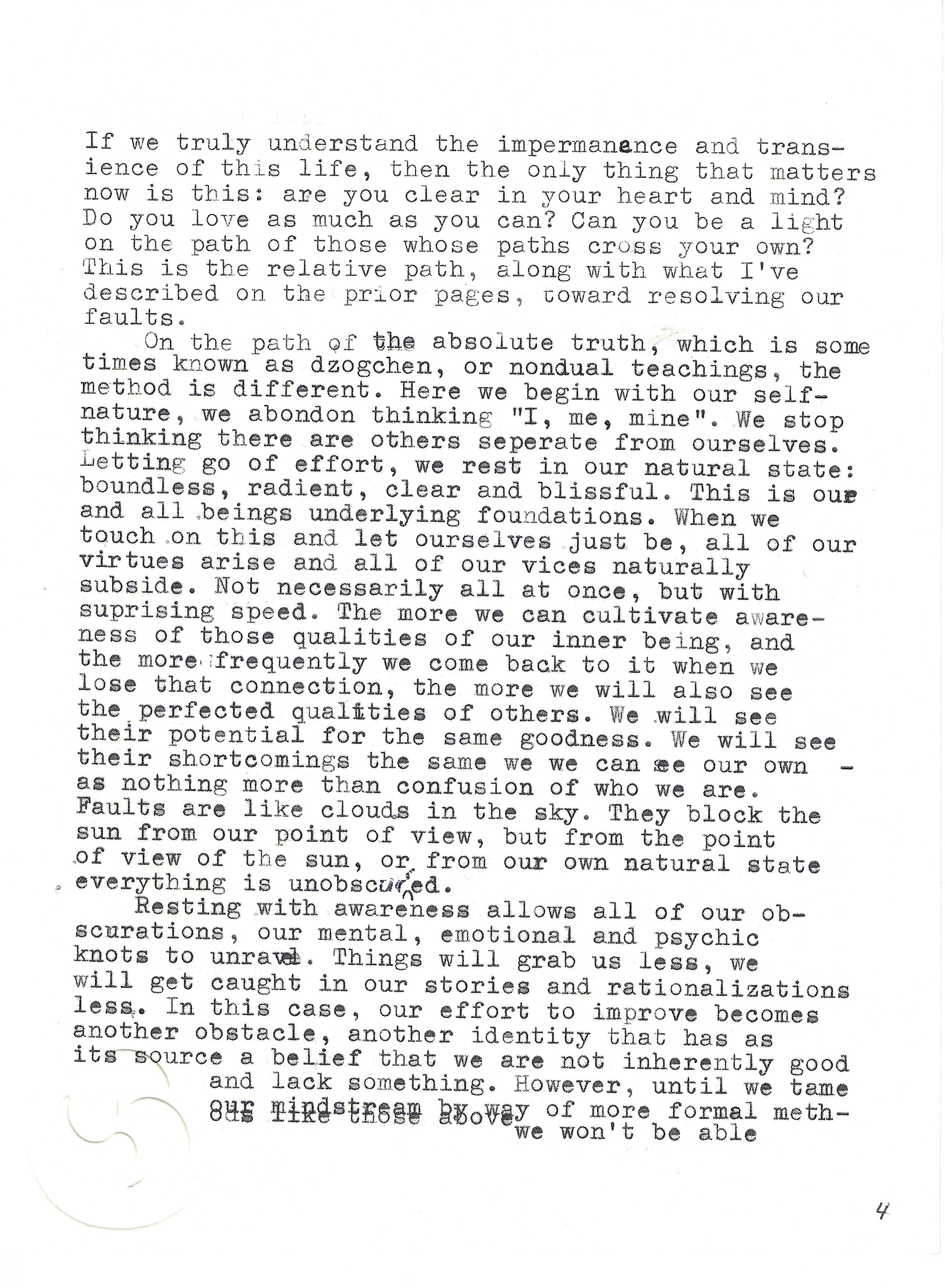Reply from the Kalyanamitra, page 4 of 5 — Correspondence No. 2, So, What About the Flaws I Can't See?