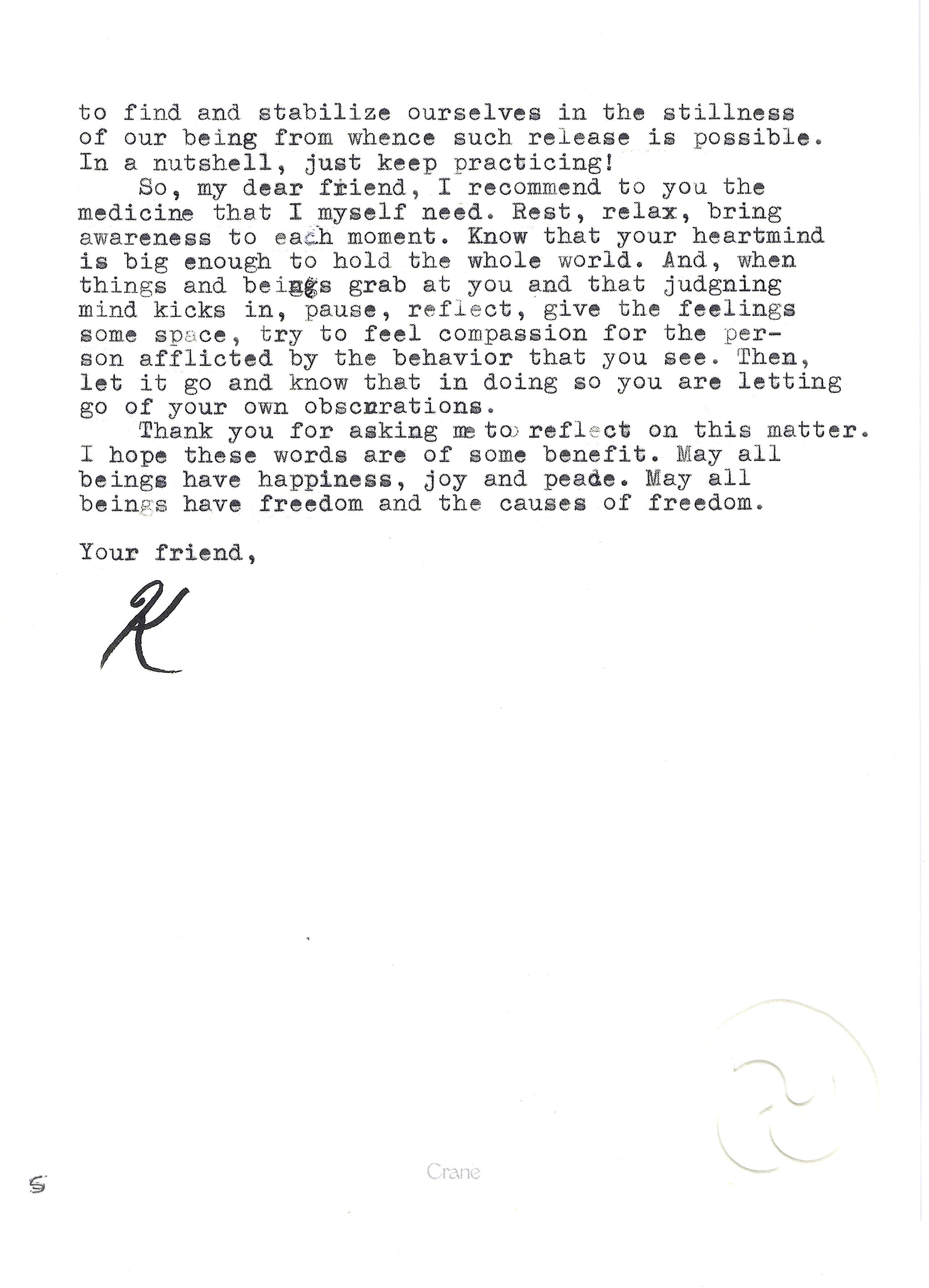 Reply from the Kalyanamitra, page 5 of 5 — Correspondence No. 2, So, What About the Flaws I Can't See?